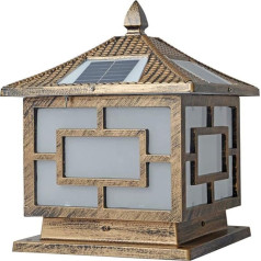 WFZRXFC Square Bronzas bronzas saules postenis gaismas Retro LED žogs ārā Post laterna ķīniešu ūdensizturīgs vienkāršs kolonnu lampa pagalms Villa Villa ainavu kolonnu gaismas
