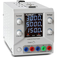 PeakTech 6173 Laboratorijas barošanas avots 0-30 V / 0 - 5 A DC SELV lineārais barošanas avots ar izolācijas transformatoru, laboratorijas barošanas avots ar USB un programmatūru