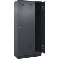 C + P Möbelsysteme C+P Evolo Plus skapītis, 3 nodalījumi, pelēks, platums 900 mm, ar pamatni, cilindriska slēdzene