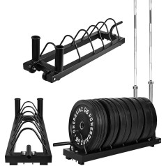 Signature Fitness horizontālo plākšņu un olimpisko stieņu statīvu organizators ar tērauda rāmi un transporta riteņiem