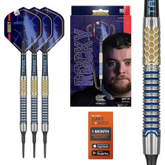 Mērķa šautriņas Josh Rock Gen 1 Soft Darts, 90% volframa šautriņas, 1. paaudze, 20G | Pixel Soft Darts komplekts, spēlētāju izdevuma šautriņas ar melniem elektroniskiem Soft Darts uzgaļiem