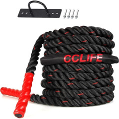 CCLIFE Kaujas virves Kaujas virve Kaujas virve 9 m 12 m 15 m Diametrs 38 mm Fitnesa sporta virve Treniņu virve Sporta virve Kaujas virve sporta zālei Muskuļu veidošanai