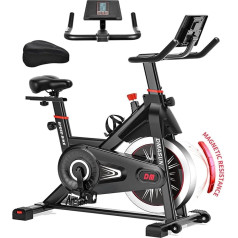 DMASUN Exercise Bike ar īpaši ērtu sēdekļa pārvalku, Ergometrs Exercise Bike ar lielu turētāju, kluss mājas treneris velosipēds iekštelpās, smags spararats, maksimālā slodze 160 kg fitnesa velosipēds