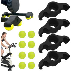Generisch Pack of 4 Indoor Cycling Snap Feet Adapter ar 8 tenisa bumbiņām, stabilitātes piederumi viedajam velotrenažieru trenažierim, pārnēsājamie Rocker Plate velotrenažieru stabilitātes piederumi