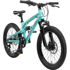BIKESTAR Bērnu velosipēds Alumīnija pilnībā kalnu velosipēds 7 ātrumu Shimano, disku bremzes no 6 gadiem | 20 collu bērnu velosipēds pilnībā MTB | Testēšana bez riska