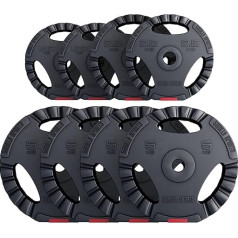 Gorilla Sports® Svaru disku komplekts/individuāls plastmasas skavotājs 1,25-15 kg atsvariem ar 30/31 mm caurumu