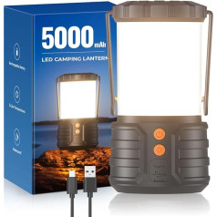 PopoIron kempinga laterna, 5000 mAh uzlādējams akumulators, avārijas apgaismojums elektroenerģijas padeves pārtraukumiem, 3 krāsas, IPX4 ūdensizturība, portatīvais lukturītis, kempinga telts apgaismojums mājām