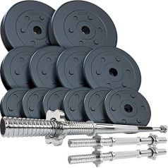 ScSPORTS® hanteļu komplekts - 95/42,5/30/27,5 kg, 2 hanteles, stienis, diametrs 31 mm, svaru plāksnes 10/7,5/5/2,5/1,25 kg, plastmasas - svaru komplekts, hanteļu komplekts, atsvari