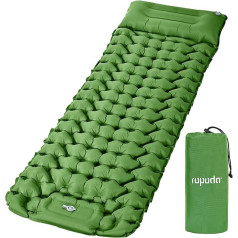 ROPODA Sleeping Mat Camping Self-Inflating, Ultralight Sleeping Mat Piepūšamais ar spilvenu, kempinga paklājs ar kājas spiedpumpas sūkni, ūdensizturīgs guļamvieta āra, kempinga, pārgājienu (zaļš)
