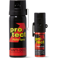 2 piparu aerosola iepakojums KO Spray Protect Anti-Dog Wide Jet 50 ml + 15 ml pašaizsardzībai Aizsardzības aerosols ārkārtīgi spēcīgs 1 miljons Scoville