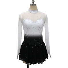 YDHTIZ Ziemas sporta daiļslidošana kleita ar garām piedurknēm Rhinestone meitenes Gradient Gymnastics Activewear balerīna tērpi Konkurence Training Athletic Female