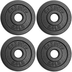 A2ZCARE 1 collu svaru plākšņu komplekts no 1,25 lbs līdz 15 lbs, standarta svara plāksne, čuguna svara plāksne 1 collu, hanteles plāksnes, 1 collu stieņa plāksnes