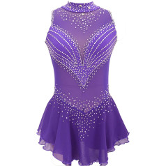 PONNYC Daiļslidošanas apģērbs sacensībām Daiļslidošanas kleita meitenēm Vienkāršs un dāsns sporta tērps bērniem Spīdīgi rhinestones Āra sporta apģērbs