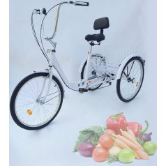 Yolancity 6 ātruma tricikls Trike Trike pieaugušajiem Velosipēds Seniors Tricycle 3 riteņu velosipēds ar iepirkšanās grozu