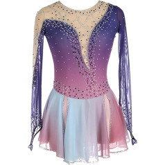ZSWXF Dāmas meitenes rozā violeta meitenes Gradient Diamond daiļslidošanas kleita Konkurences sniegums daiļslidošanas kleitas