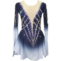PONNYC Daiļslidošanas sacensību kleita Flash Diamond slidošanas kostīms meitenēm Rokdarbi vingrošanas deju tērpi sievietēm āra sporta apģērbs ar krāsu gradientu