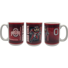 Boelter Brands licenzēts NCAA kafijas krūze, 360 grādu aptīšanas dizains, koledžas logotipa talismana varonis, sublimēta krūze, balta, 15 oz (Ohio State Buckeyes)