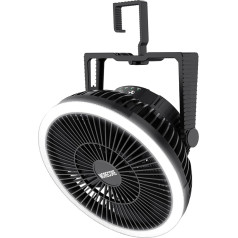 10000mAh uzlādējams ar akumulatoru darbināms kempinga ventilators ar LED laternu, portatīvs ventilators ar āķi āra teltij, ārkārtas situācijām (8 collas)