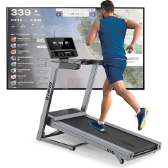 LOTTO Evo saliekamais elektriskais skrejceļš, 3,75 ZS, līdz 120 kg, Bluetooth, Anyrun, Kinomap, Zwift, automātiskais slīpums, LED dators, 1-16 km/h, skriešanas jostas virsma 125 x 45 cm