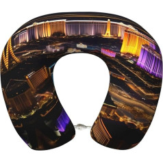 jingong Las Vegas Night Vision Print Travel Pillow Ultimate Comfort Neck Pain Relief Memory Foam Travel Pillow