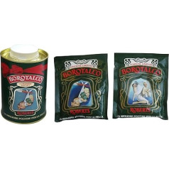 Robertss: Borotalco® talka pulveris 500g (17,6oz), īpašais izdevums + 2 bezmaksas 100g (3,5oz) Vintage uzpildes flakoni [ Itālijas imports ]