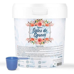 PLANTAWA Epsoma sāls 6 kg tīra magnija sulfāta heptahidrāta, aromterapija, relaksējoša burbuļvanna, labsajūta un mierīgs miegs, 100% dabīga, efektīva ķermeņa kopšana
