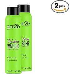 got2b Schwarzkopf sausais šampūns Extra Fresh (2 x 200 ml), sausais šampūns ar tūlītēju svaiguma efektu, sausais šampūns bez atlikumiem ar 48 stundu Tropical Breeze smaržu
