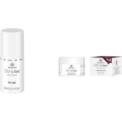 alessandro Striplac Striplac Peel or Soak Vegan Top Coat LED virsējais pārklājums perfekti mirdzošam krāsu pārklājumam 8 ml & Striplac Peel or Soak attīrošie spilventiņi dabīgo nagu tīrīšanai - 50 gab. iepakojumā