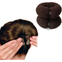 2 Stück Magic Bun Maker matu stila veidotājs Haar Donut Ring Styler Haar Dutt Maker Twist Ring Former Schwamm Donut Donut Dutt Shaper Haar Lockenwickler (Khaki)