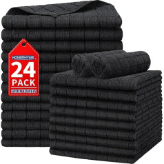 HOMERHYME Black Salon dvieļi 24 Pack Quick Dry Microfiber matu dvieļi Soft Absorbent for Gym Bathroom Spa and Hair Care (Non Bleach Resistant) 16 x 27 collas