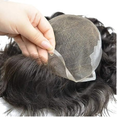 Hairnotion Hairpiece Toupee Real Hair franču mežģīnes ādas bāzes izmērs 8 x 10 collas Toupee vīriešiem tumši brūns 2# Parūkas Real Hair Vīrieši