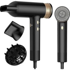 UKLISS Matu žāvētājs ar difuzoru, matu fēns Ion 110,000 apgr./min, ātri žāvējošs matu žāvētājs, matu žāvētājs ar Curl pielikumu un gaisa sprauslu, 3 temperatūras, 2 ātruma un Cool Shot, ceļojumu fēns mājai,
