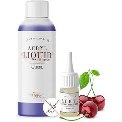 Akrila šķidrums ar smaržu iznīcinātāju nagiem 500 ml & ķiršu aromāts mazāk smakas - bez gruntskrāsas lēnai cietēšanai akrila nagiem šķidrums - Lynis-Nailshop.de
