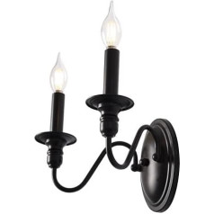 MRHYSWD sienas gaisma iekštelpu Vintage 2 spuldzes sienas lampa iekštelpu sveces sienas lampas melns sienas apgaismojums melns sienas apgaismojums industriālie sienas lampas retro guļamistabai vannas istabai dzīvojamā istaba kāpnes virtuve gaitenis
