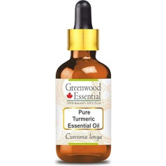 Greenwood Essential Dabīga, tīra, tīra kurkuma ēteriskā eļļa (Curcuma Longa) ar stikla pilinātāju Dabīga, tīra, terapeitiskas kvalitātes, tvaika destilēta 50 ml (1,69 oz)