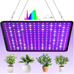 YAHAMOO YE1000 LED augšanas lampa, augu lampa, LED pilna spektra ar UV IR, augu lampas, LED augšanas lampa puķu audzēšanai siltumnīcās un telpās (60 x 60 cm)
