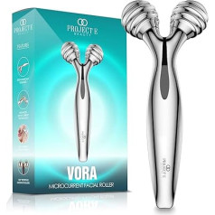Project E Beauty VORA Microcurrent Face Roller Saules enerģijas mikrostrāvas 3D sejas masāžas aparāts ar mīcīšanas bumbu V-veida sejas masāžai, kas nostiprina ādu, izlīdzina smalkās grumbiņas