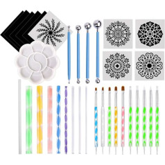 Milisten Iepakojumā 34 Mandala Dotting Tools Lodīšu pildspalvas Rock Painting keramikas māla modelēšanas reljefa mākslas keramikas griešanas instrumenti Glezniecības veidne iesācējiem mākslas amatniecība