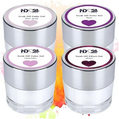 ND24 NailDesign Premium Bundle Violet Sky Soak Off Gel Collection Augstas pigmentācijas UV LED gēla laka ar augstu pigmentācijas līmeni - bagātīga krāsa, ilgnoturīga - viegli noņemama ar krēma noņēmēju - 4 x 10 g