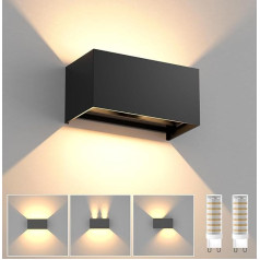 Sienas apgaismojums ar nomaināmu G9 LED lampu, 18 W, 3000 K, silti balta, IP65 ūdensizturīgs āra sienas apgaismojums, regulējams gaismas leņķis uz augšu un uz leju, sienas apgaismojums (melns)