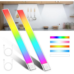 Comius Sharp zemgaismas gaisma virtuves LED gaisma, 40 cm, 89 LED skapja apgaismojums ar kustības sensoru, 2200 mAh, 5 krāsu režīmi, USB uzlādējams skapja apgaismojums, bezvadu skapja apgaismojums skapim (2)