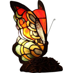 Bieye L30525 Butterfly Tiffany stila vitrāžas akcenta galda lampas nakts gaisma guļamistabai dzīvojamā istaba 9 collu liels