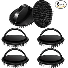 Geiserailie Pack of 6 Scalp Massage Brush Hair Shower Massage Brush for Cleaning Pyling Hair Shampoo Brush for Men and Women Thick, Short Hair (Black)