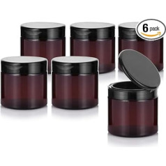 6 x 16oz PET BPA brīva uzpildāma stikla burka ar melnu flip vāku