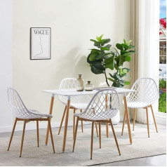 Lafeur Dārza mēbeļu komplekts 4 krēsli ar taisnstūra galdu 110 x 70 cm, terases balkona mēbeļu komplekts 4 personām (balts pusdienu galds + 4 balti krēsli)