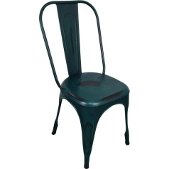 Indoortrend Retro metāla bistro krēsls, stackable, vintage dizains, stackable krēsls ar industriālu izskatu ēdamistabai, virtuvei, balkonam, izturīgs virtuves krēsls, lietots izskats, metāla krēsls ar atzveltni, zaļa krāsa