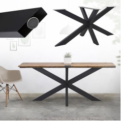 Ml Design Modern Living ML-Design Spider galda rāmis, 78 x 71 x 150 cm, melns, krustveida rāmis, X-Design, galda kājas, mēbeļu kājas, augstas izturības galda celiņi, tērauds, metāla galda kājas, DIY pusdienu galds, rūpnieciskais dizains, viegl