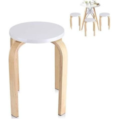 Lyrlody Stacking taburete, 1 gab. neslīdošs taburete, istabas taburete, virtuves taburete, koka taburete, mājas, dzīvojamās istabas mēbeles, ietaupa vietu, 45,5 x 30 cm (balta)