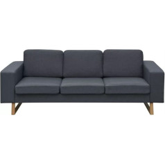 Tidyard 3-vietīgs dīvāns dīvāns dīvāns auduma dīvāns viesu dīvāns atpūtas dīvāns polsterēts dīvāns 3 sēdvietas krēsls viesistabas dīvāns kluba dīvāns atpūtas mēbeles dzīvojamai istabai guļamistaba birojs audums tumši pelēks