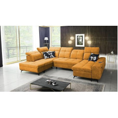 All4All Gilbert VI Stūra dīvāns 331 x 173 x 215 cm - Miega funkcija - Gultas kaste - U-veida - Dīvāns - Stūra dīvāns - Dīvāns gulta - Dzīvojamā ainava - Regulējami pagalvji - Dīvāns - Mīksts dīvāns - Wawe 5